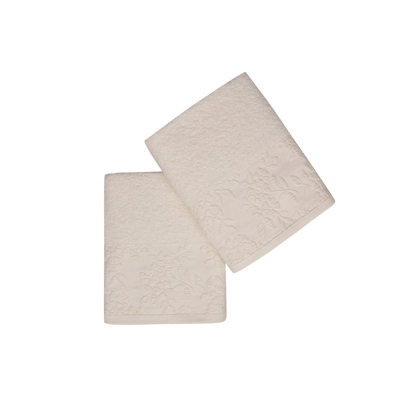 Ensemble de serviettes 2 pièces 100% coton Leyhill, Écru