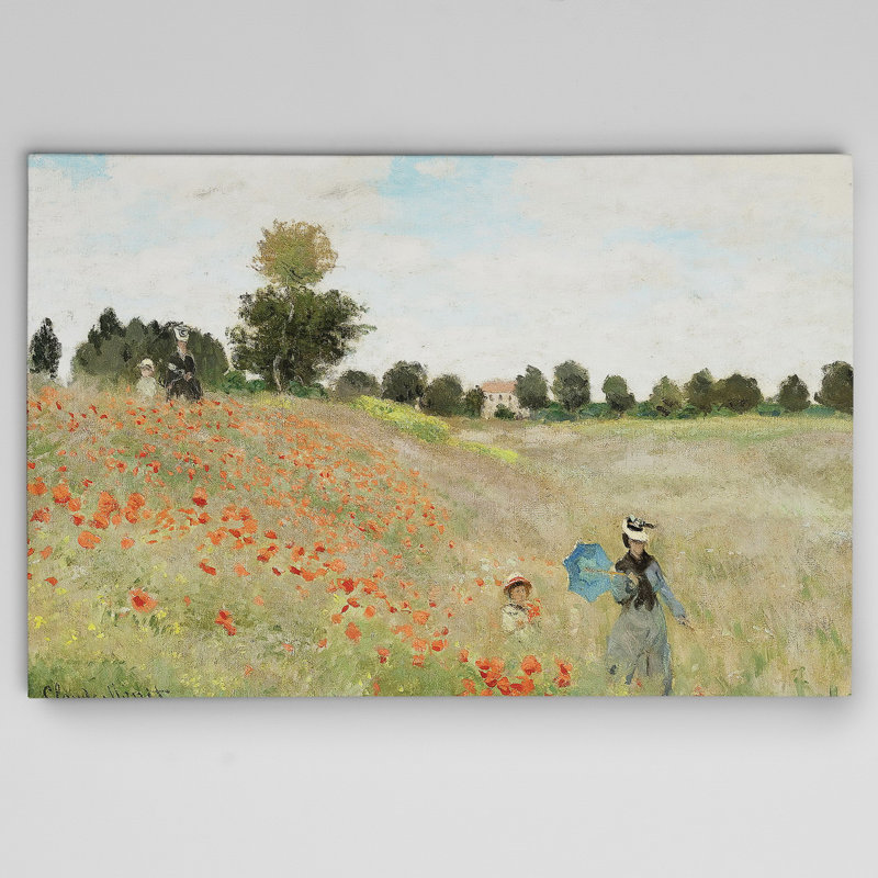 «Poppy Field» par Claude Monet, reproduction, H 32 po x l 48 po x P 1,5 po, Toile tendue, Sans cadre