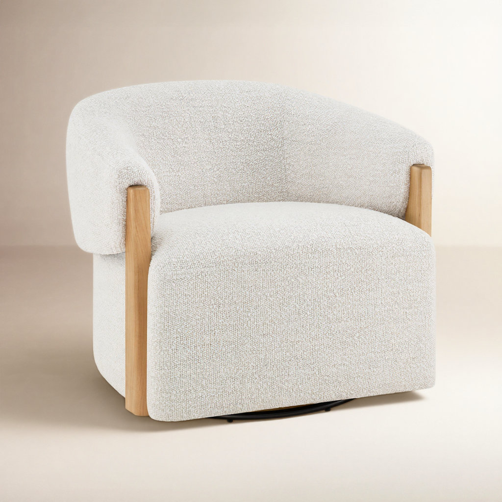 Swivel Accent Chair, Merino Pearl Boucle