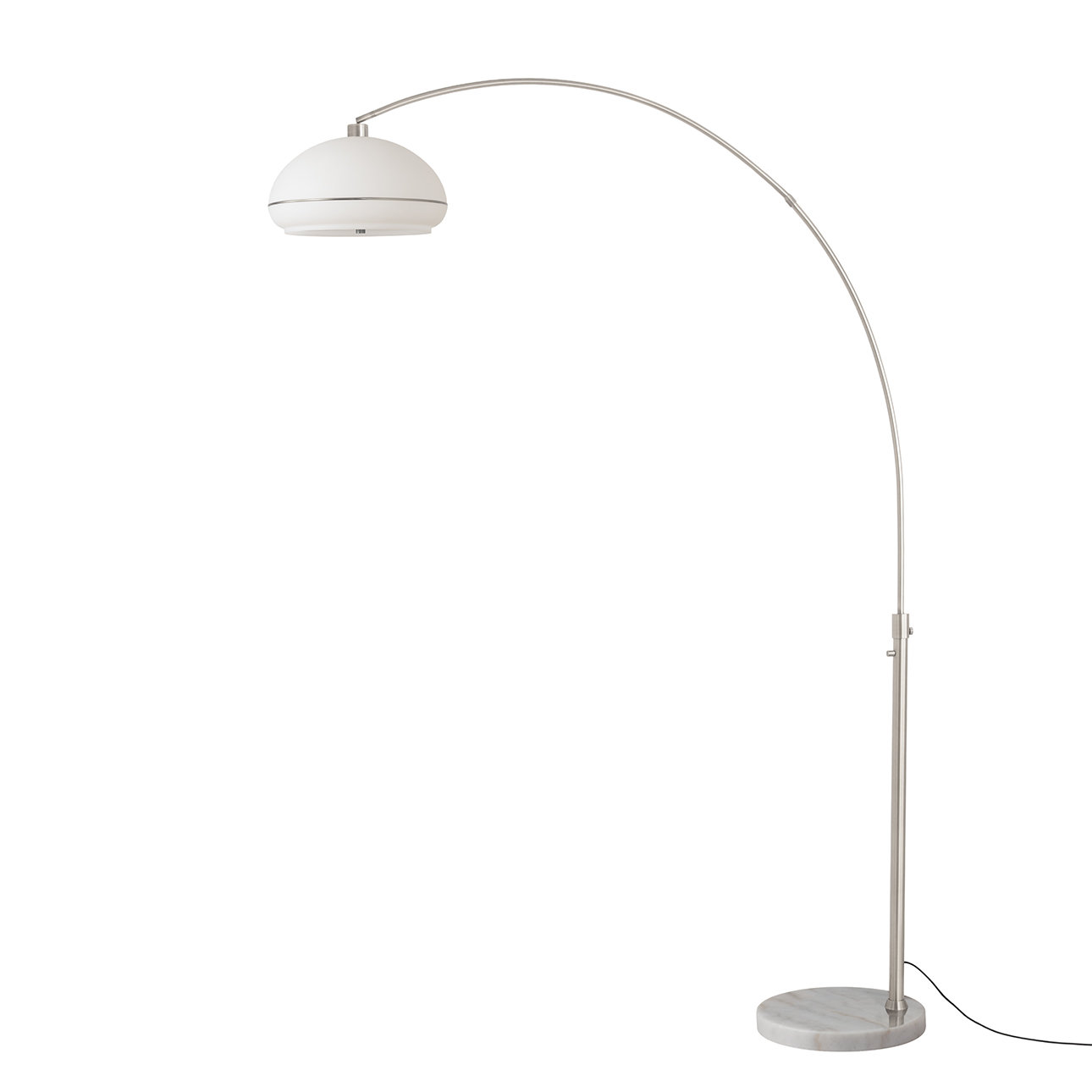 76" Marble Floor Lamp, White Marble, Satin Nickel