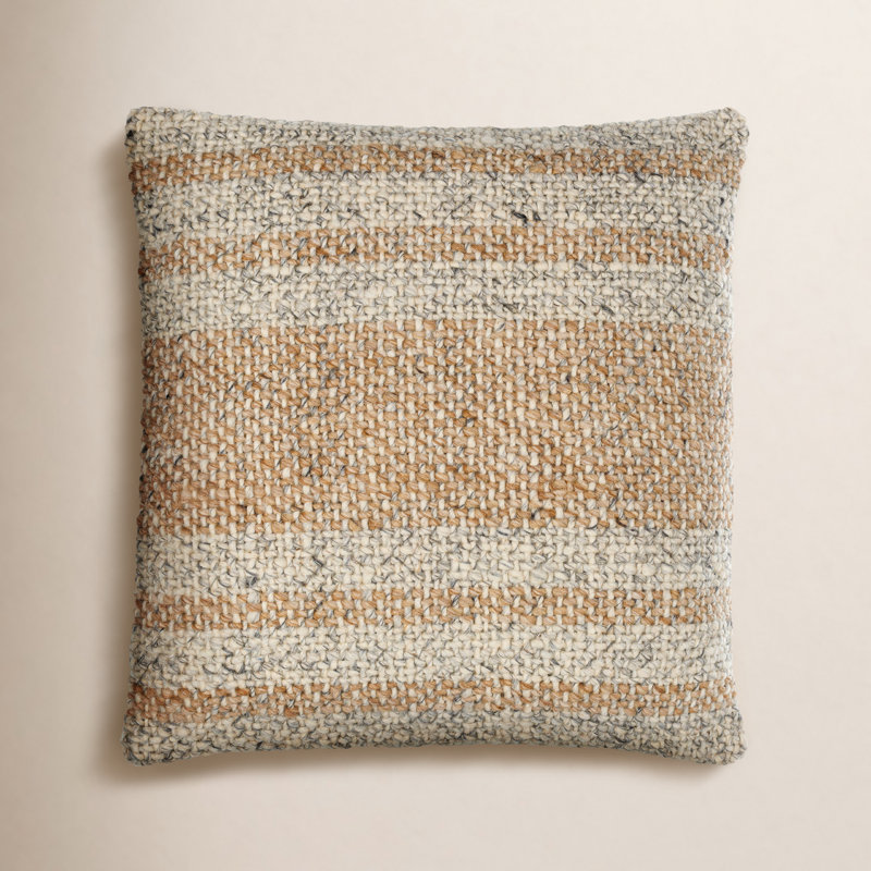 Serephine Striped Throw Pillow, 20"H x 20"W, Pillow Cover Only - No Insert, Khaki/Beige
