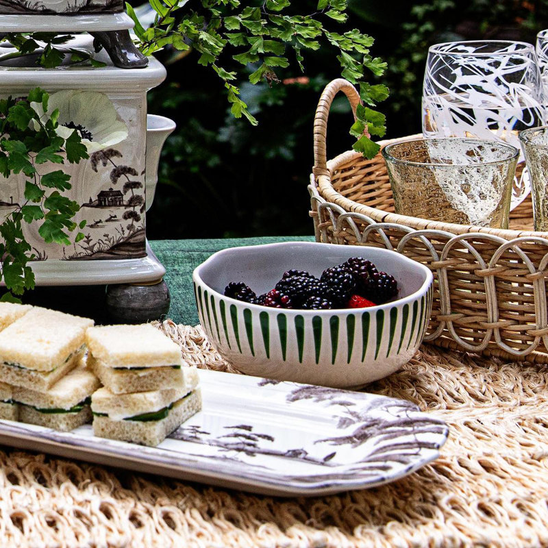 Sitio Stripe Cereal/Ice Cream Bowl, Basil