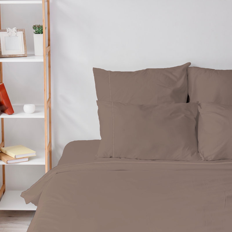 6 Piece Ultra Soft Double Brushed Microfiber Sheet Set, Cooling Sheets with Extra Deep Pockets - Machine Washable, Mocha