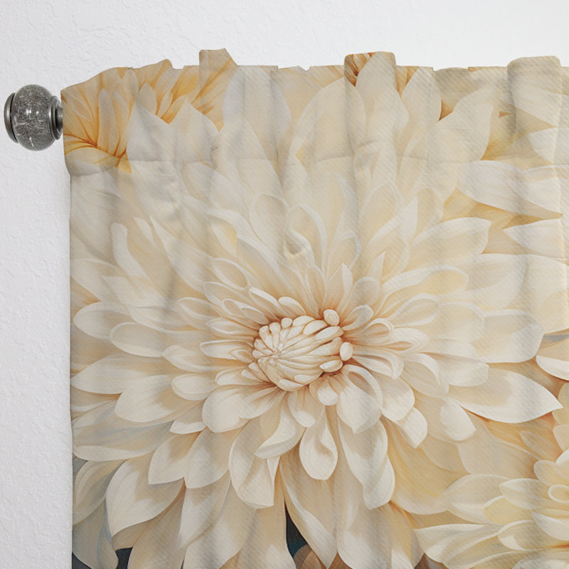 Minimalism Mums Painting In Beige And Gold I - Mums Floral Room Darkening Curtain - 1 Panels, 52" W x 90" L