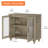 End Table For Bedroom Or Living Room With 4 Glass Doors, Mid Century Modern Wooden Closet Storage Organizer, Wash Gray
