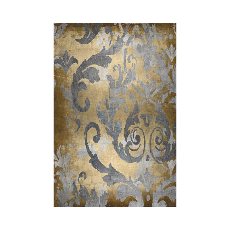 «Damask in Gold II» par Ellie Roberts, reproduction d'art sur toile tendue, H 12 po x l 8 po x P 0,75 po