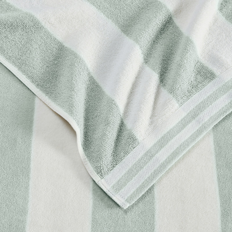  Serviettes de plage à rayures 100% coton Edgartown, Bleu clair