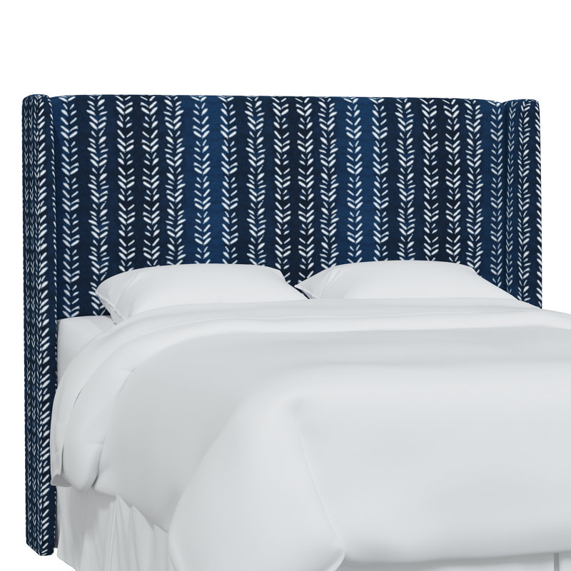 Upholstered Cotton Wingback Headboard, King
