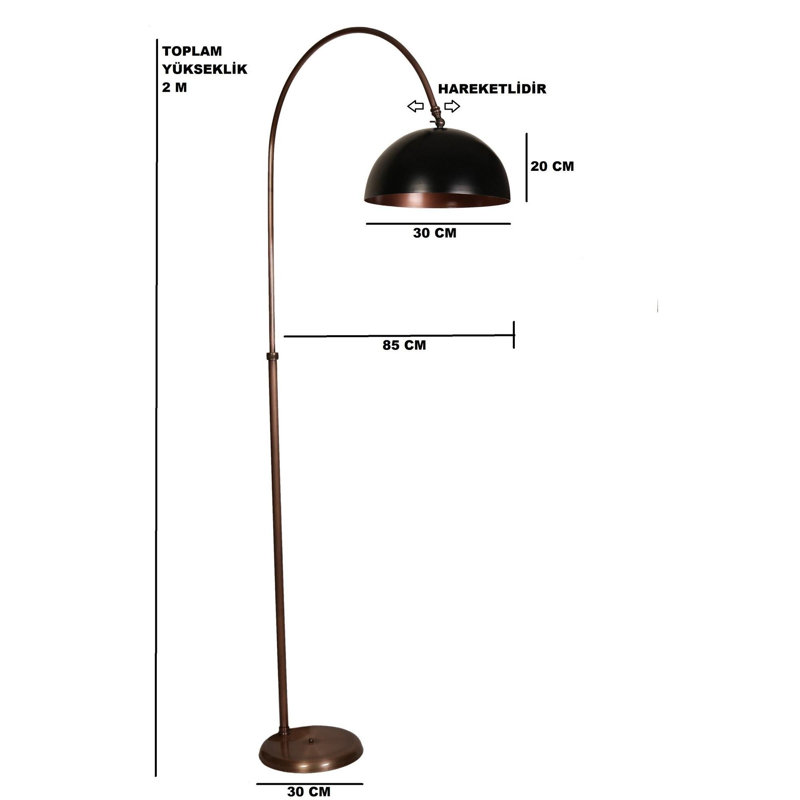 Luro Sleek Modern Floor Lamp, Chrome & Black Metal Body, 78.7 inches Tall | 11.8 inches Cap Diameter, 11.8 inches Foot Diameter | E27 Socket, Max 60W, On/Off Switch on Cable | Stylish Lighting for Living Room & Bedroom Decor