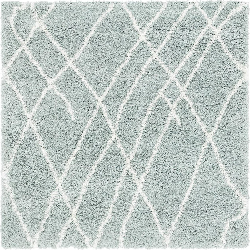  Tapis géométrique vert sauge, Carré 4 pi 1 po