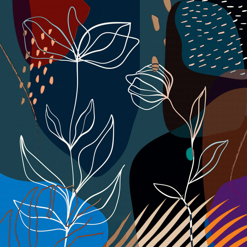 " Boho Flower III ", 36" H x 36" W x 1.5" D