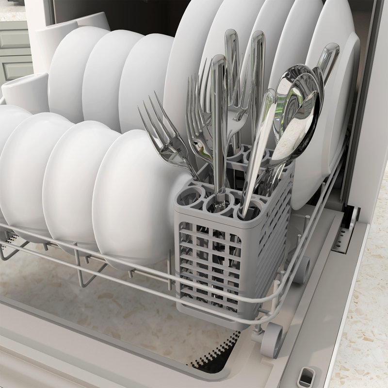 45Cm 63 dBA Countertop Dishwasher, White/Black