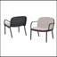 Fauteuil club d'extérieur en PP, structure noire avec coussin beige, ensemble de 2-1232698360