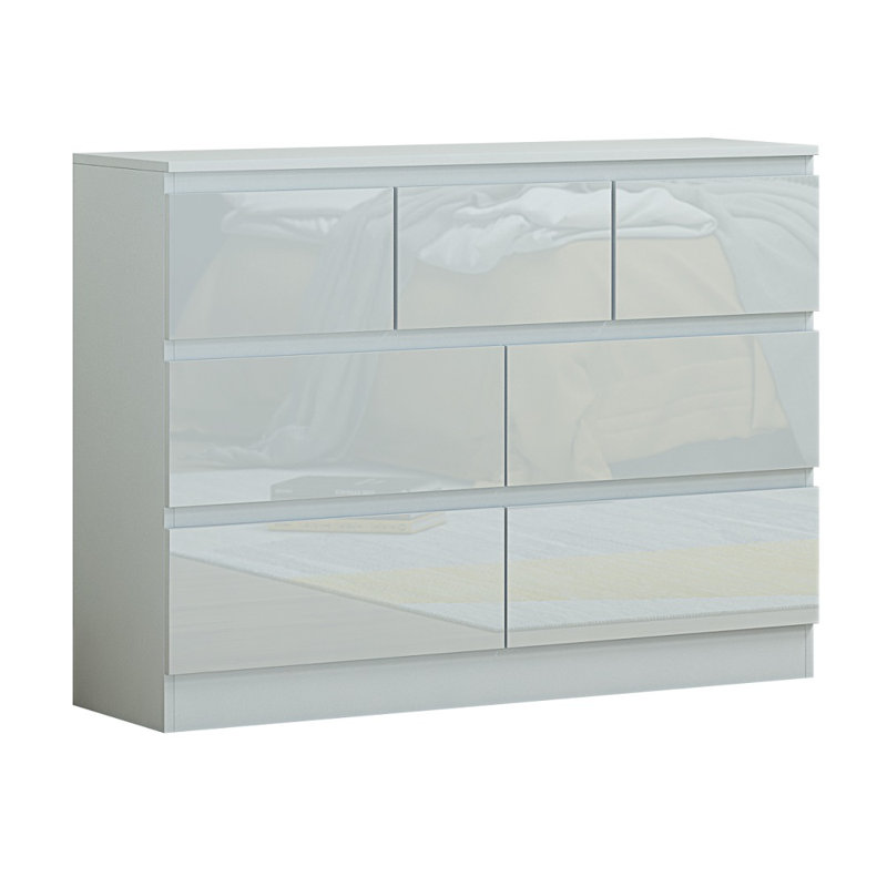 Carlton 7 Drawer Merchant Chest Of Drawers: 4 + 3 Configuration. Matt Finish. Scratch Resistant. Modern No Handle Design.