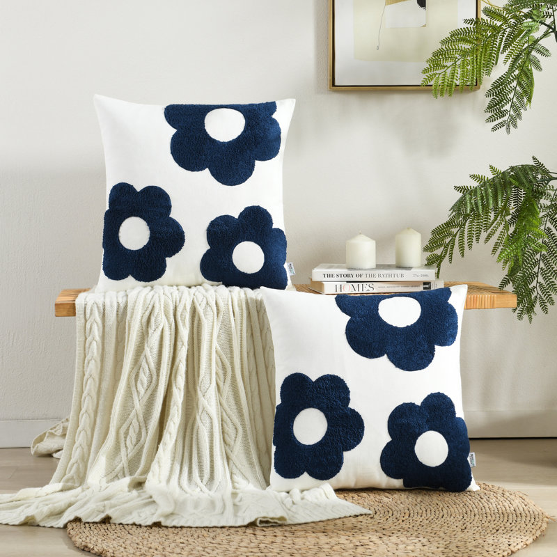 Coussin en pur coton, Bleu marine, Housse de coussin seulement - sans coussin