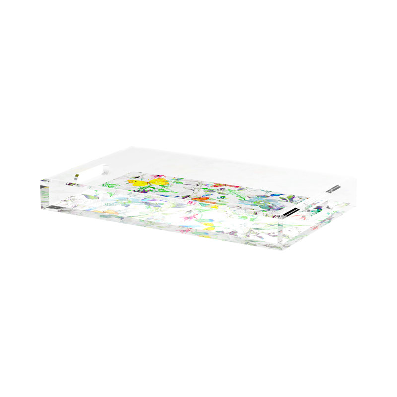 Garden Fantasia Acrylic Rectangle Decorative Tray, 17"W x 10.5"D x 2"H