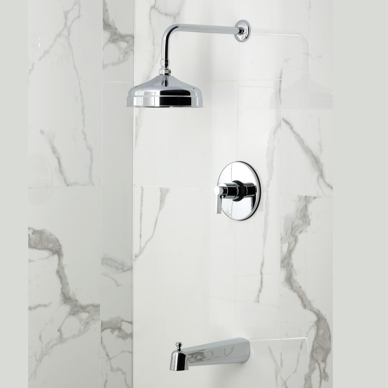 Robinet de baignoire et douche à pression équilibrée à poignée simple Kingston Brass NuvoFusion, Chrome poli