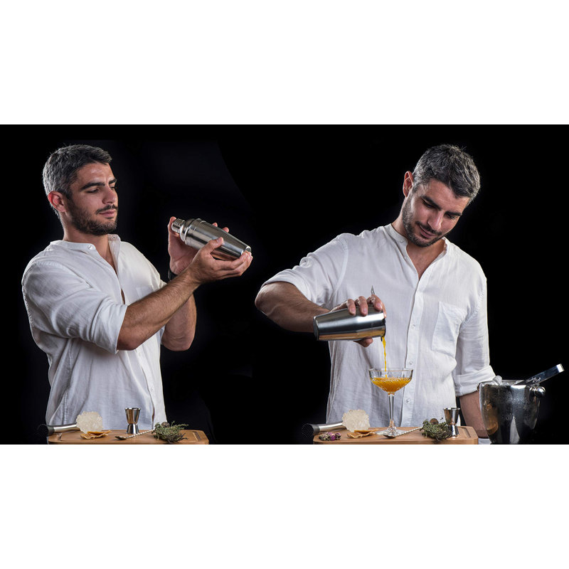 Bar Set 15 Piece Bartender Kit - Cocktail Shaker Set Bar Tool Set For Home And Professional Bartending - Martini Shaker And Drink Mixing Bar Tools - Cocktail Kit W/Exclusive Recipes Bonus
