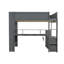 Lit mezzanine double en bois avec bureau, tablettes multiples, DEL et station de charge