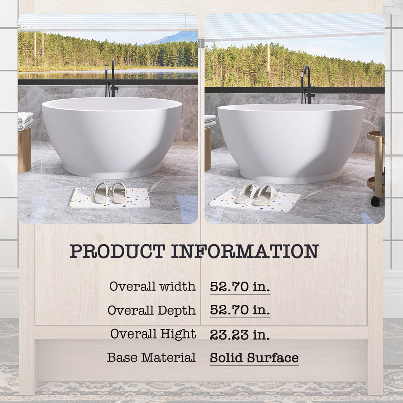 Freestanding Solid Surface Soaking Bathtub For Bathroom,Matte White