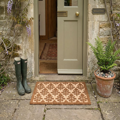 Embossed Coir Door Mat Fleur De Lis