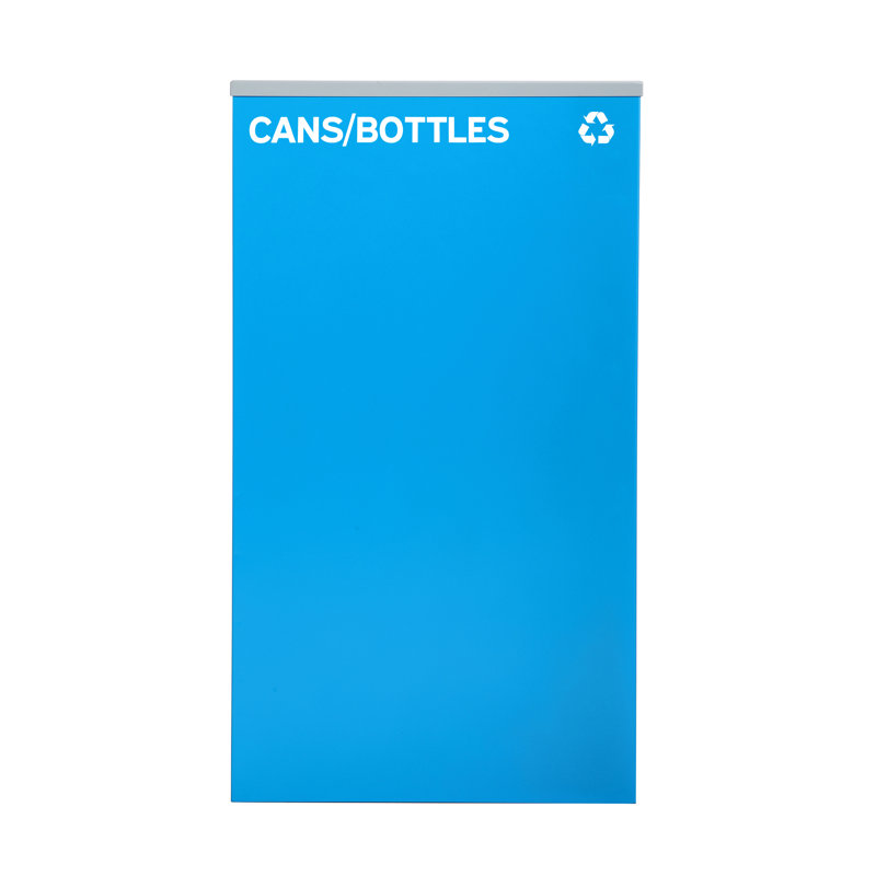 Ensemble de poubelles et de poubelles à couvercle ouvert en acier 29 gallons avec couvercle carré et mixte, Noir / Bleu