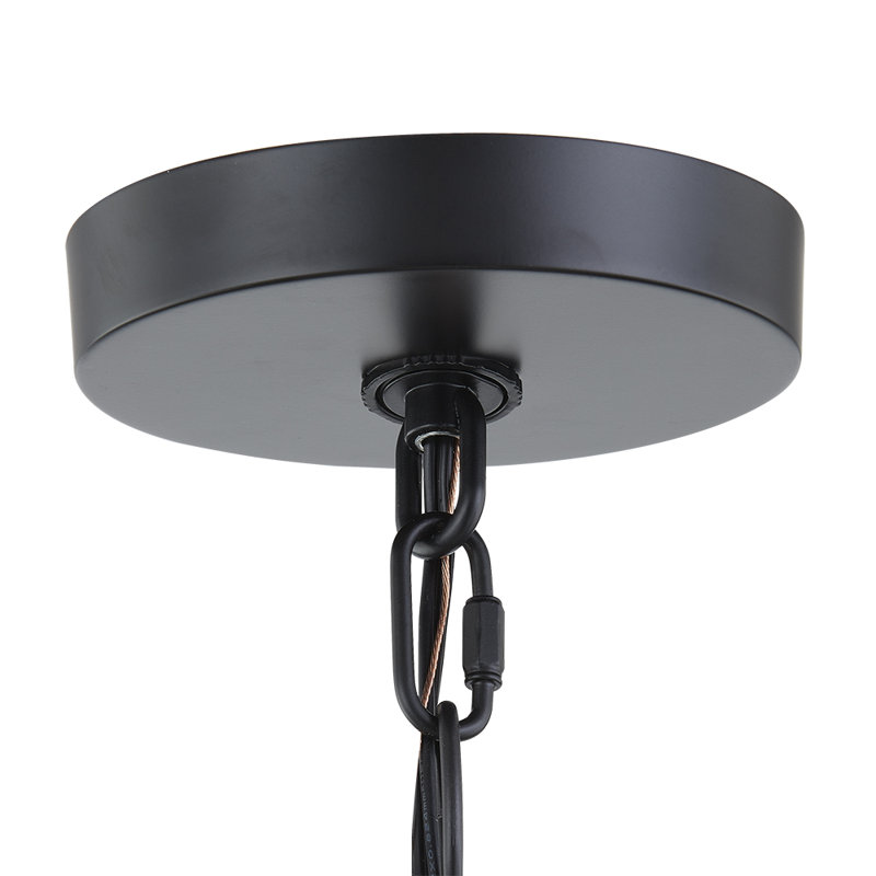 Matte Black 5-Light Chandelier with Clear Glass Shades