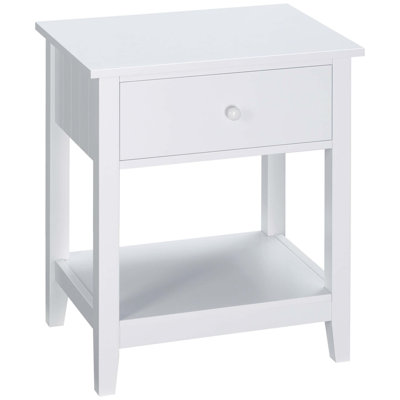 End Table, 2-Tier Side Table With Drawer And Storage Shelf, Modern Beside Table