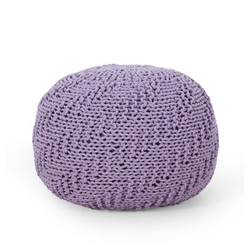 Pouf rond en coton Bordeaux - Repose-pieds polyvalent lavande pour le salon et la chambre à coucher, Mauve