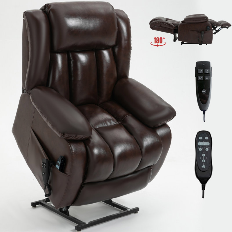 Dual Motor Infinite Position Up To 350 LBS Electric Medium Size Power Lift Recliner Chair With 8-Point Vibration Massage And Lumbar Heating