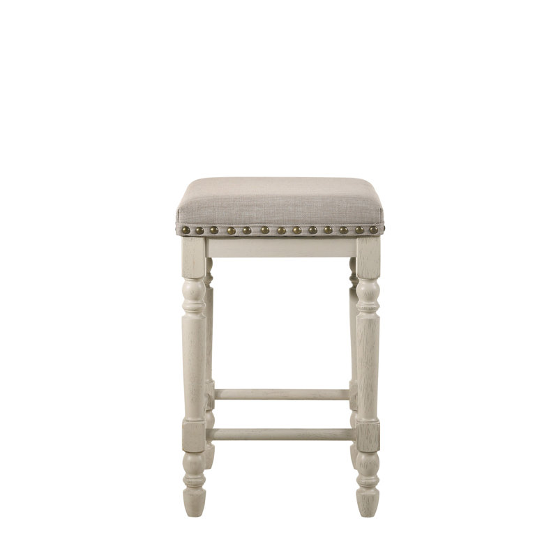 Horan Upholstered Counter Stool, Antique White/Tan