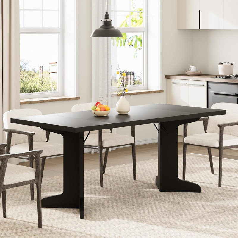 71" Modern Farmhouse Dining Table for 6-8, Rectangular Wood Table with Thick Top & Sturdy Legs, Commercial Grade for Restaurant, Kitchen, Office