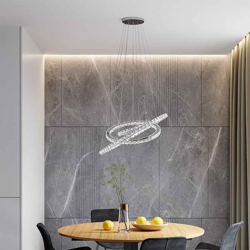 Hal 3 - Light Silver LED Crystal Pendant