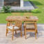 Ensemble repas d'extérieur en bois d'acacia avec plateau à lattes et coussins Gerhardt-114673144-114673146