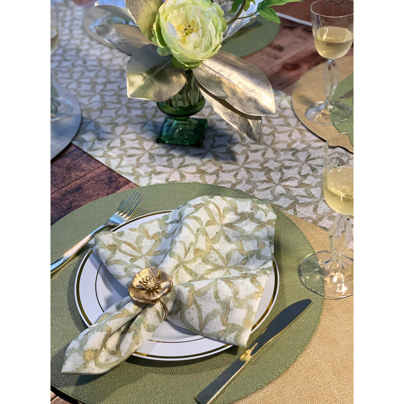 Shamrock Metallic Print Napkin, Willow