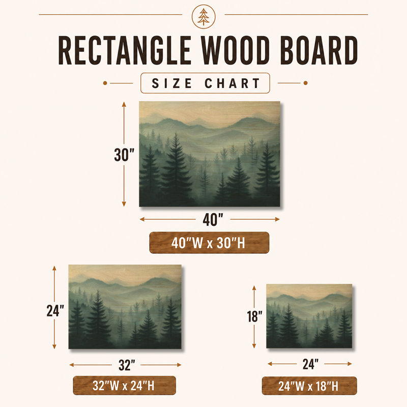 Forêt d'hiver «Pinetree I», art mural bois naturel, H 18 po x l 24 po, Rectangulaire