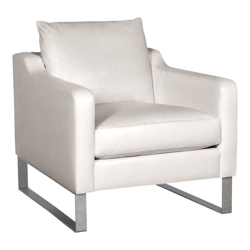 Fauteuil en cuir fleur de l 31,5 po Thea, Cuir véritable Regent Chalk