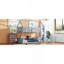 Lit superposé simple au-dessus d'une chambre simple avec tête de lit, pied de lit et garde-corps, échelle, lit superposé en bois d'hévéa avec garde-corps de sécurité, gris-783039390