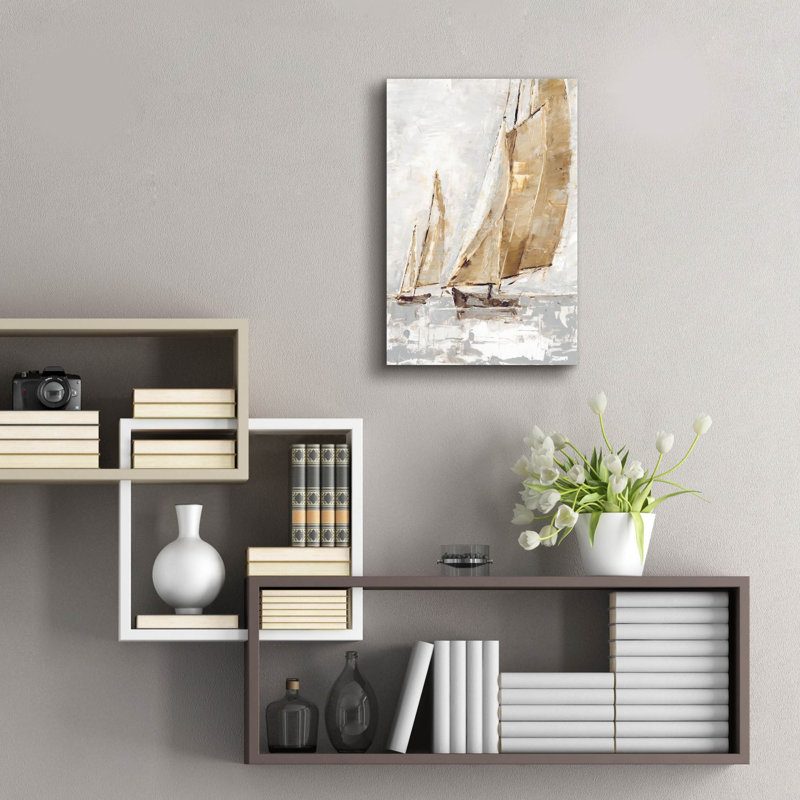 «Golden Sails 2» par Ethan Harper, art mural en verre acrylique, H 24 po x l 16 po x P 0,2 po