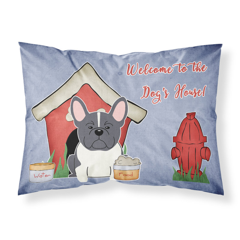 Taie d’oreiller chien house, Bouledogue français noir et blanc