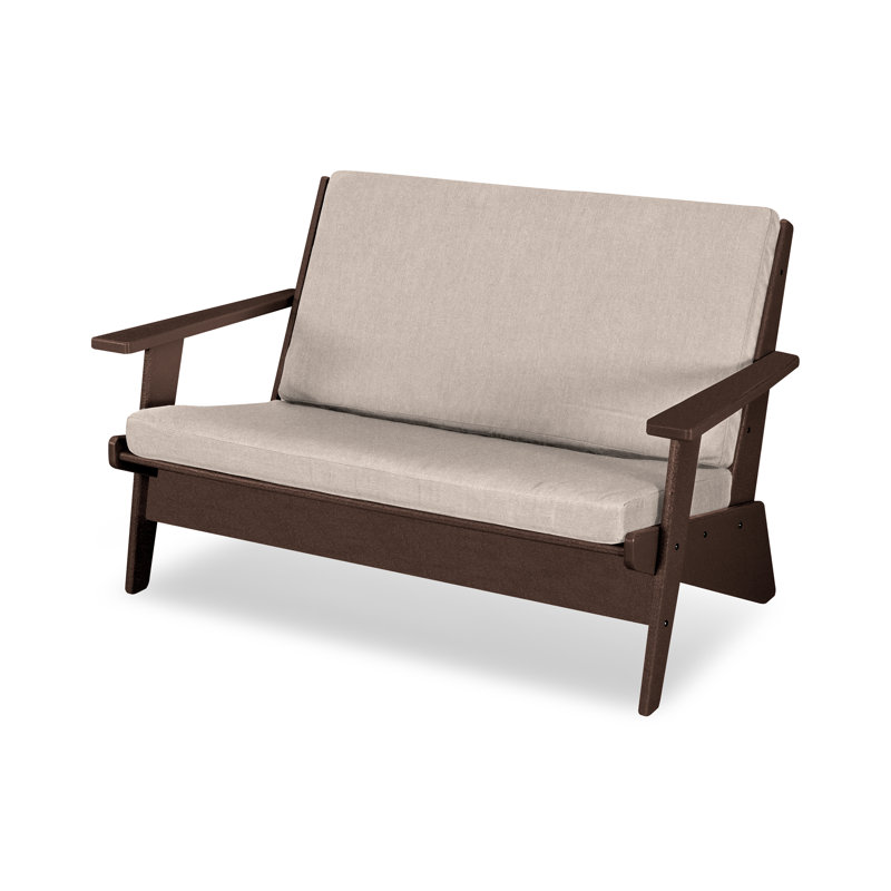Riviera Modern Lounge Loveseat, Cast Ash, Mahogany