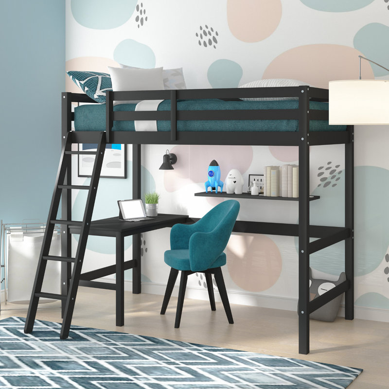 Harold Kids Twin Loft Bed, Black