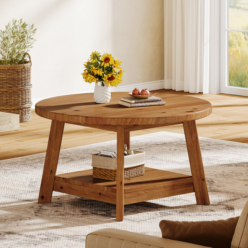 Solid Wood Four Leg Coffee Table with Storage