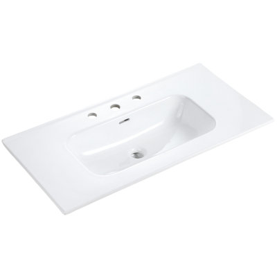 Lavabo en céramique blanche de 17,89 po de largeur, sans couture, durable pour une utilisation quotidienne