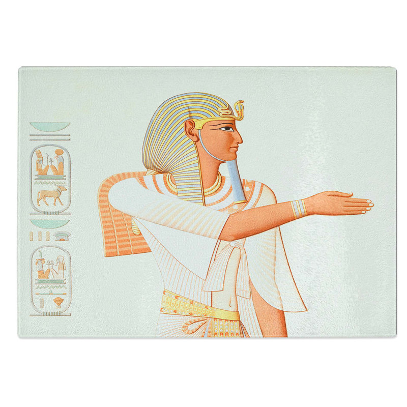 Tempered Glass Pharaoh Merneptah-Hotephimat by Emile Prisse D'Avennes Chopping Board, 39 cm W x 28.5 cm L