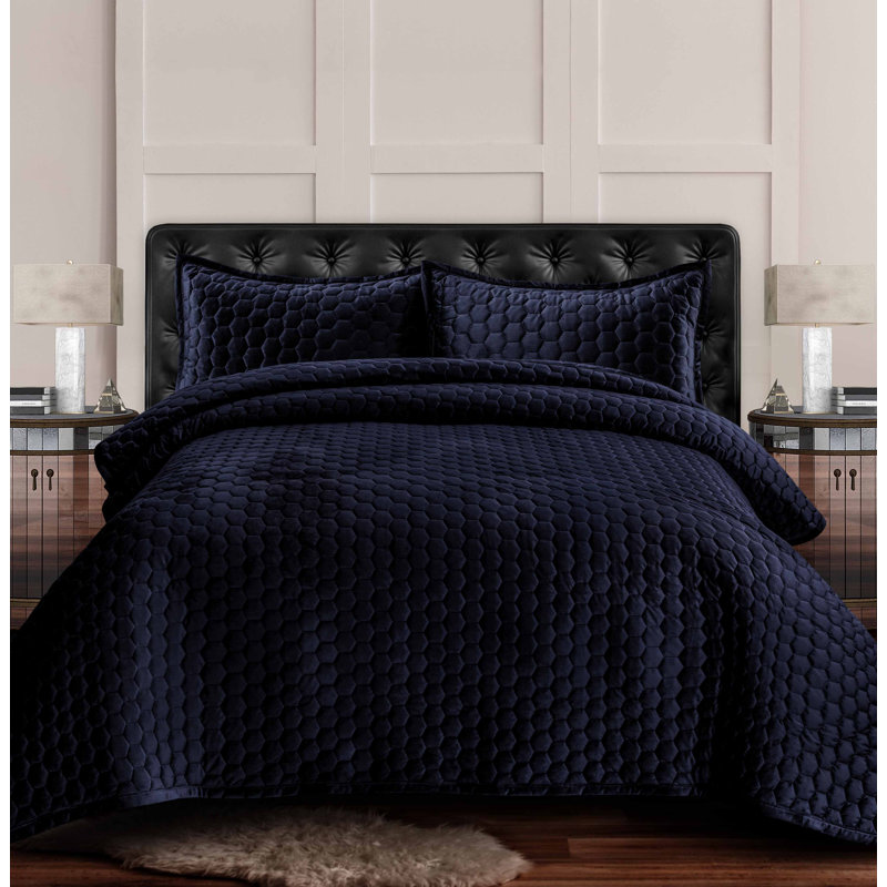 Lugano Quilt, Queen Quilt + 2 Standard Shams, Indigo