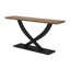 Table de salon en bois, canapé de style contemporain, table d'appoint avec pieds croisés, naturel / espresso
