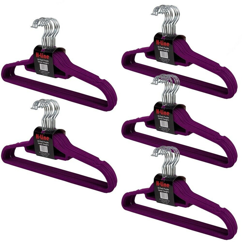 Velvet Standard Hanger for Dress/Shirt/Sweater, Purple