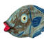 Statue de poisson en bois sculpté à la main bleu côtier pour décoration de table nautique, 19 pouces de large