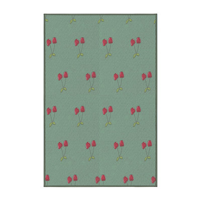 Patterned Aqua Green/Pink Area Rug